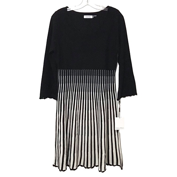 Calvin Klein Black and White Striped Dress - Picture 2 of 6